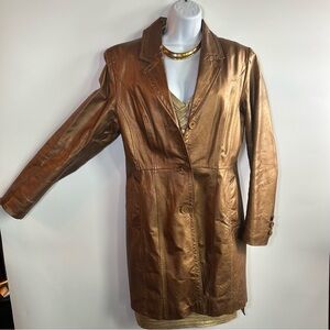 Metrostyle Brown /bronze and Gold Leather Jacket with Luxurious Sheen